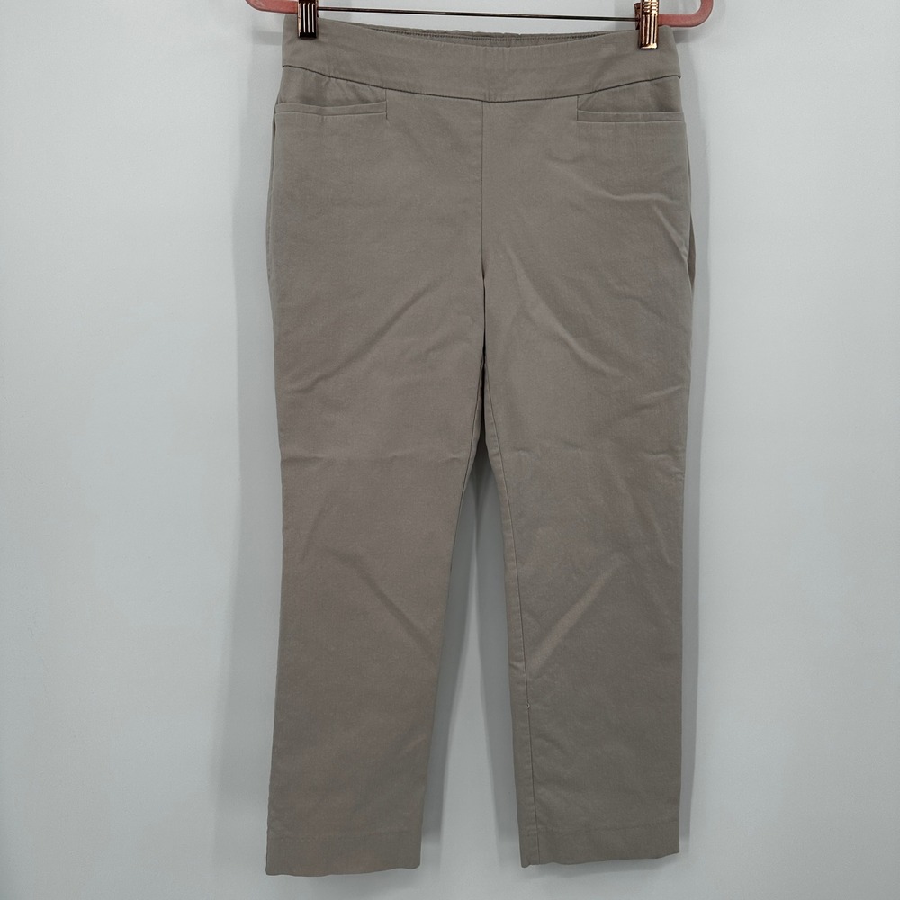 Chicos Brigitte So Slimming Pull On Pants Tan Beige Straight Ankle 4 Office - Picture 4 of 9